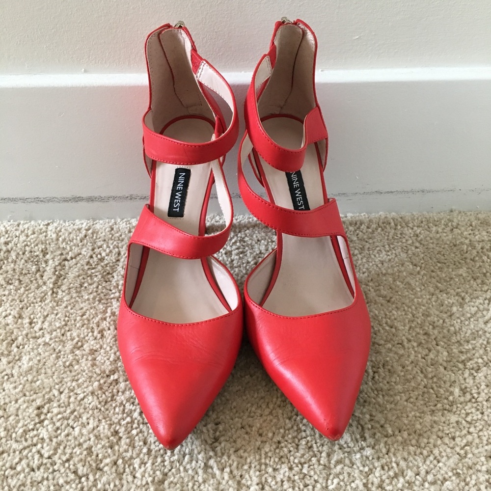 Strappy red heels